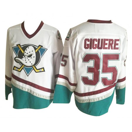Camisola Anaheim Ducks Mighty Ducks Jean-Sebastien Giguere 35 CCM Throwback Branco Authentic - Homem